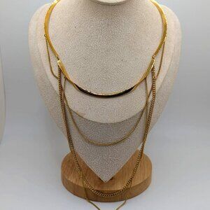 Stella and Dot Gold Tone Layering Statement Necklace Choker
